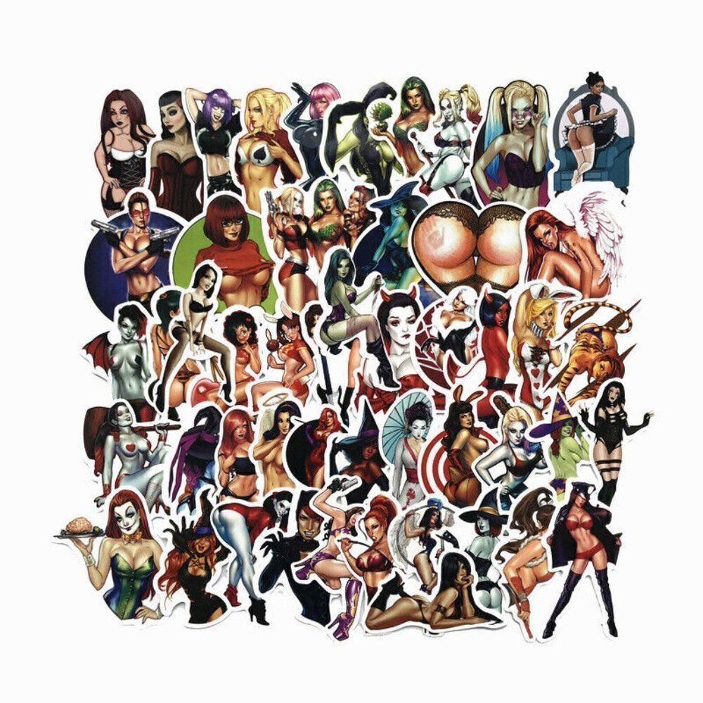 50 Sexy Evil Witch Stickers - Vinyl Decals Villain Witches Raunchy